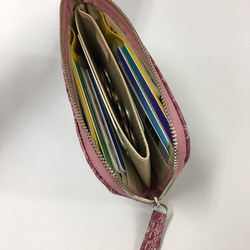 薄くて軽いコンパクトな財布  10枚カードポケット  カラフル ローズピンク スクィーズ squeeze 8枚目の画像