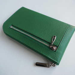 薄くて軽いコンパクトな財布 10枚カードポケット　カラフル  グリーン【スクイーズ】ミニ財布 2枚目の画像