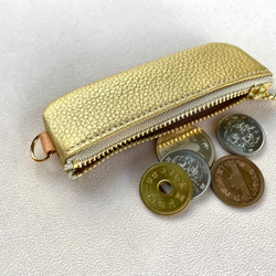 コインが見やすくたっぷり入る長細いコインケース  シュリンクゴールド 1枚目の画像