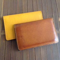 <送料無料> イタリアンレザー　薄マチで使いやすい ハーフ財布 キャメル Squeeze スクイーズ 日本製 5枚目の画像