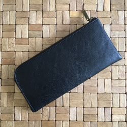 薄くて軽くて大容量な長財布 14枚カードポケット 牛革 ヴィンテージブラック 日本製 Squeeze 2枚目の画像