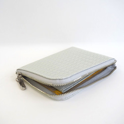 薄マチで使いやすい ハーフ財布 牛革 レース型押し ホワイトパール 日本製 コンパクト財布《Squeeze スクイーズ》 4枚目の画像
