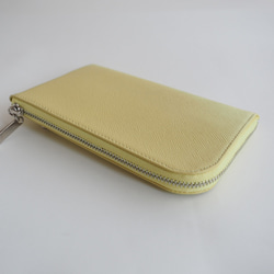薄くて軽いコンパクトな財布 10枚カードポケット　カラフルクリームイエロー 2枚目の画像
