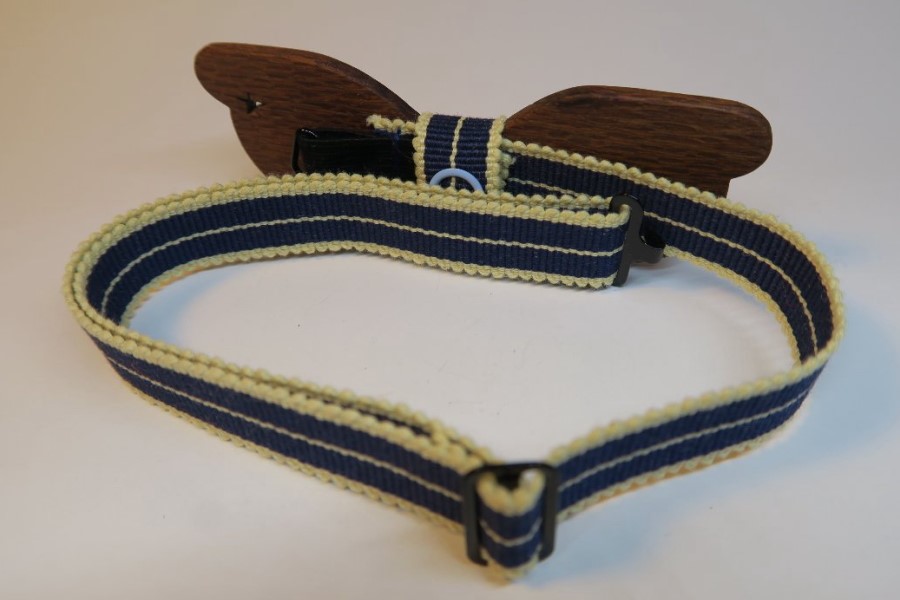 ART工房Nobの木製蝶ネクタイ/ボウタイ スターシリーズ  M(標準)タイプ5型 レースウッド材+真田紐木綿平織