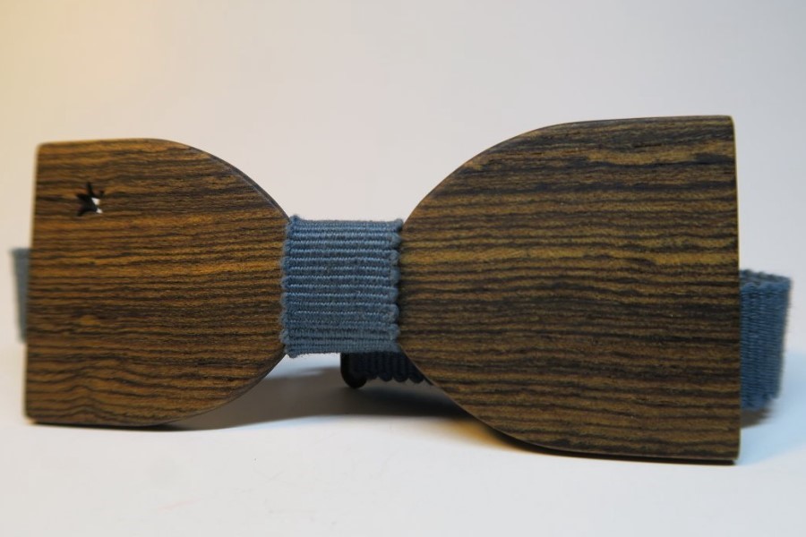 ART工房Nobの木製蝶ネクタイ/ボウタイ スターシリーズ  M(標準) タイプ1型 ボコーテ材+真田紐木綿平織