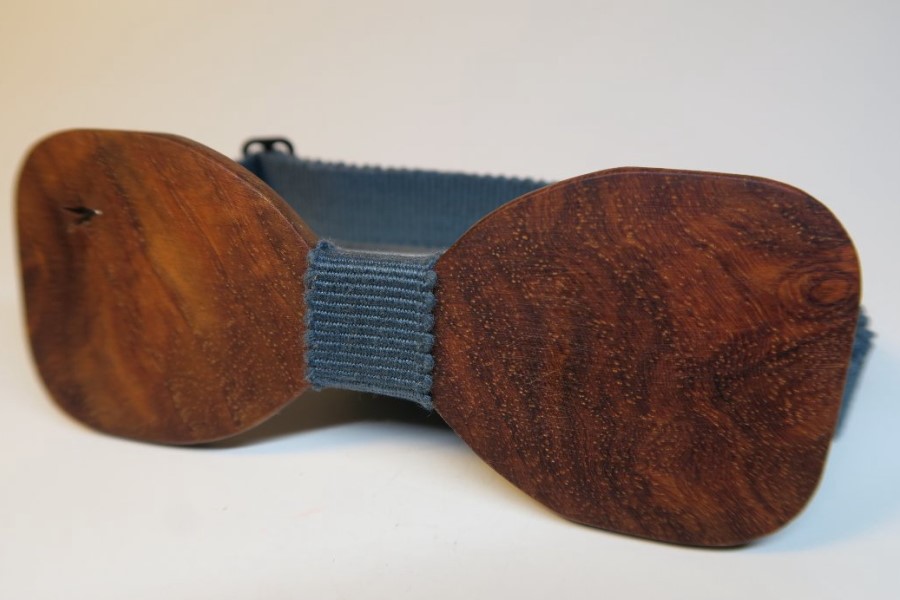 ART工房Nobの木製蝶ネクタイ/ボウタイ スターシリーズ  M(標準) タイプ3型 花梨コブ材+真田紐木綿平織