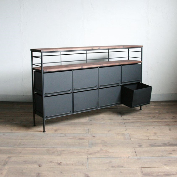 アイアンのドロワーシェルフ　4列2段【サイズオーダー可】 収納 家具 新築