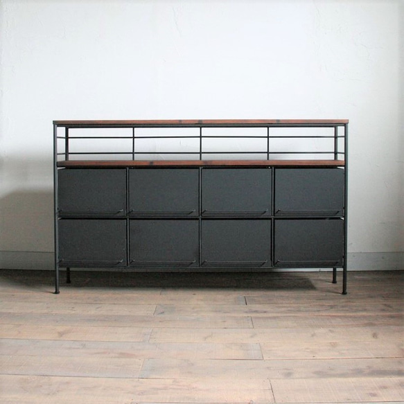 アイアンのドロワーシェルフ　4列2段【サイズオーダー可】 収納 家具 新築