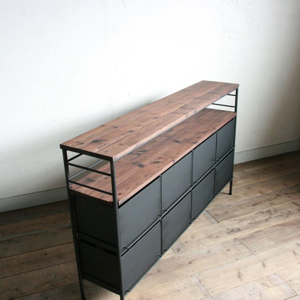 アイアンのドロワーシェルフ　4列2段【サイズオーダー可】 収納 家具 新築