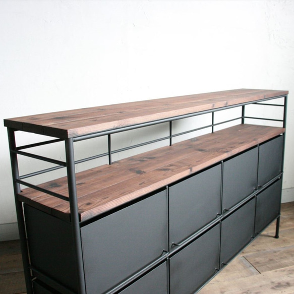 アイアンのドロワーシェルフ　4列2段【サイズオーダー可】 収納 家具 新築