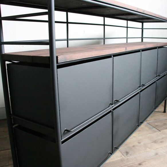 アイアンのドロワーシェルフ　4列2段【サイズオーダー可】 収納 家具 新築