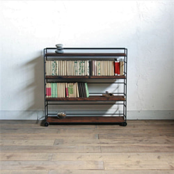 アイアン＆ウッド ブックワゴン【サイズオーダー可】 本棚・絵本棚