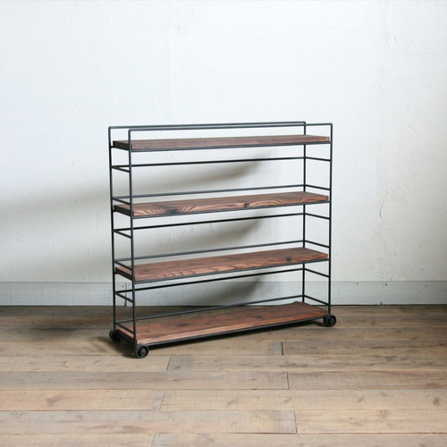 アイアン＆ウッド ブックワゴン【サイズオーダー可】 本棚・絵本棚