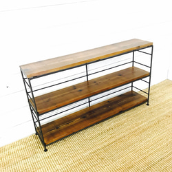 天然板和鐵製書架（寬90公分）2層式[可訂購尺寸] 第1張的照片