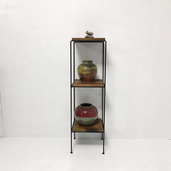 無垢板とアイアンの縦長ラック【サイズオーダー可】 棚