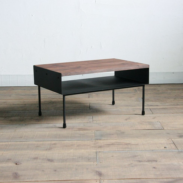 鐵板和舊木中心桌[可訂購尺寸] 第1張的照片