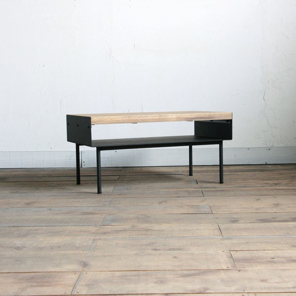 アイアンプレートと杉古材のセンターテーブル【サイズオーダー可】 3枚目の画像