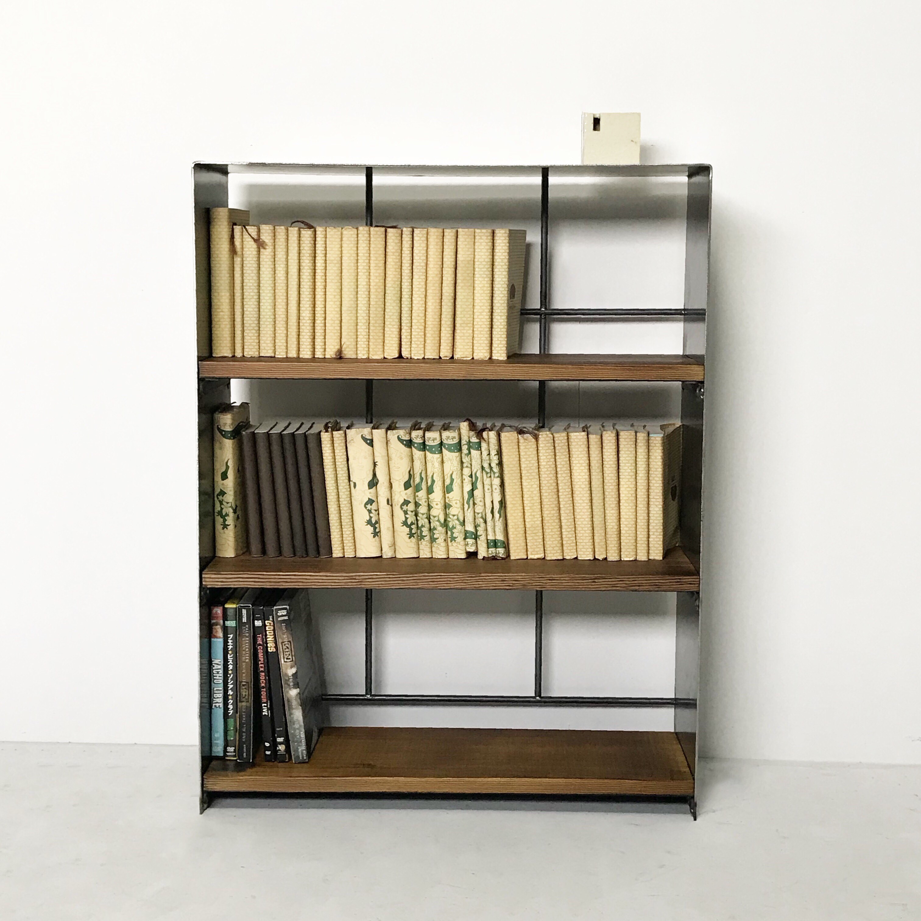 アイアンのブックシェルフ 黒皮仕上げ w60【サイズオーダー可】