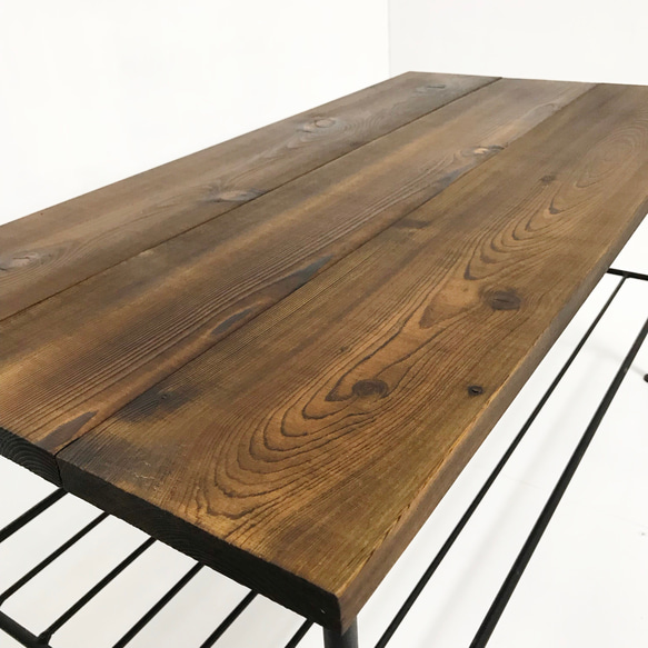 無垢板とアイアンのテーブル【サイズオーダー可】 2枚目の画像
