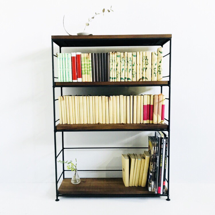 天然板とアイアンのブックシェルフ【サイズオーダー可】