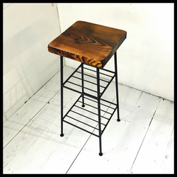 老木柏木和實心鐵製椅子（大）[可用尺寸訂購] 第1張的照片