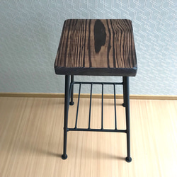 老木柏木和實心鐵製椅子（小）[可定做尺寸] 第3張的照片