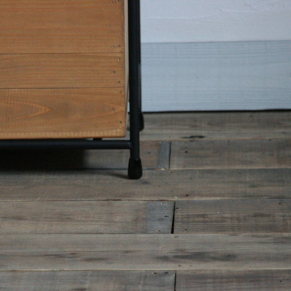 アイアンと木箱のドロワー　1列5段【サイズオーダー可】