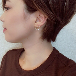 【 14kgf 】earring - square × pearl mini 3枚目の画像