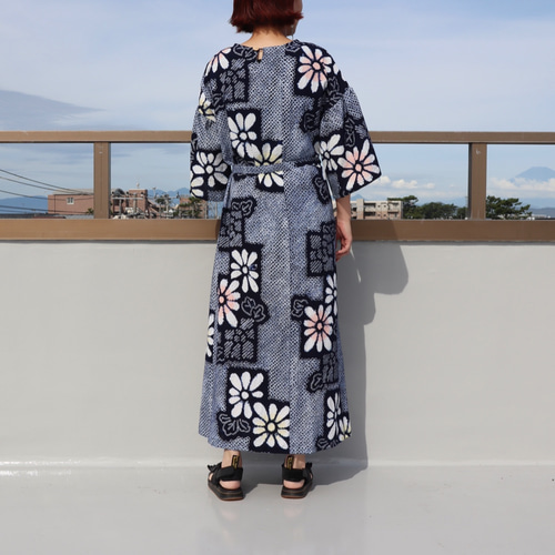 ○sale○着物リメイク○絞り染め浴衣のフリル袖ワンピース
