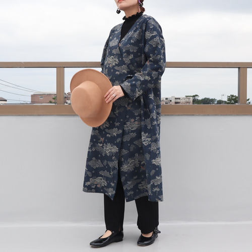 sale◎着物リメイク○小紋のカシュクールワンピース・ギャザーなし 