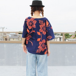 LL 浴衣リメイク 新品反物二種フリル袖ゆったりワンピース LL 浴衣リメイク 新品反物二種 フリル袖ゆったりワンピース