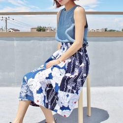 □30%off□着物リメイク○浴衣のフリル袖ワンピース・ロング