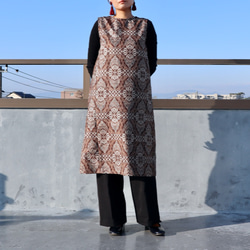 着物リメイク○藍色大島紬のセットアップ（花や格子・L） セットアップ