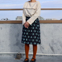 着物リメイク●藍染木綿の着物から作った毎日スカート・L 2枚目の画像