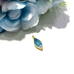 Eli Jewelry 水晶鑽水藍漸層葉子造型黃金墜頭 墜子 黃金墜子 附美禮物包裝 附金飾保證卡 現貨 生日禮物 第1張的照片