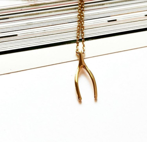 DoriAN純銀手作品牌 Wishbone 歐美暢銷許願骨純銀項鍊18K金 附純銀保證卡 禮物包裝 現貨 第1張的照片