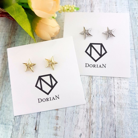 DoriAN銀飾設計品牌 閃耀星星純銀18K金耳環 附純銀保證卡及精美禮物包裝 星星耳環 生日禮物 現貨 第6張的照片