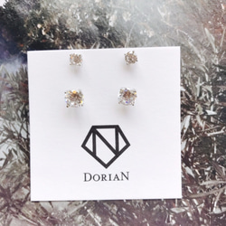 DoriAN獨家手作銀飾設計品牌 附純銀保證卡及精美禮物包裝 雙鑽石前後式純銀耳環 耳針 生日禮物 現貨 第4張的照片