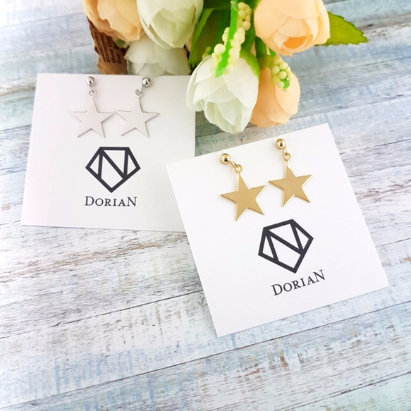 DoriAN獨家設計銀飾手作品牌 star星星純銀耳環 耳針 龐克 18K金 附純銀保證卡及精美禮物包裝 現貨 第4張的照片