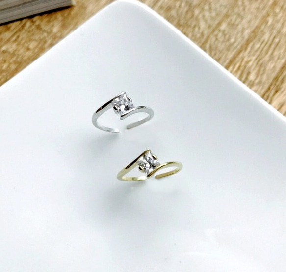 独占デザインDoriAN純銀製のハンドメイドの特別な正方形のダイヤモンド純銀製のリングテールリングフットリングリングメッキ18K 6枚目の画像