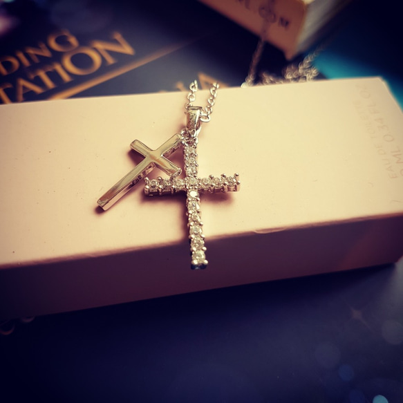 獨家設計DoriAN-Ada系列 最暢銷 雙十字架  十字架 項鍊 黃銅鍍白K 生日禮物 龐克 搖滾 街頭風 禮物 現貨 第1張的照片