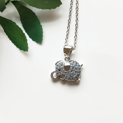 DoriAN 手作純銀 俏皮可愛mini大象925純銀水藍鋯石鑽項鍊 附精美包裝組合 招財 平安 生日禮物 現貨 第3張的照片