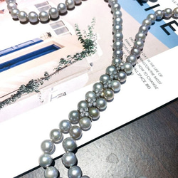 【I JEWELRY】頂級手工純銀訂製系列 奢華貴氣貴婦淡水珍珠純銀項 灰色 附純銀保證卡 精美禮物包裝 生日禮物 第2張的照片
