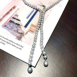 【I JEWELRY】頂級手工純銀訂製系列 奢華貴氣貴婦淡水珍珠純銀項 灰色 附純銀保證卡 精美禮物包裝 生日禮物 第4張的照片