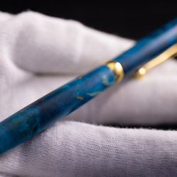 スタビライズドウッド製ボールペン　メープルバール　ライトニングブルー 9枚目の画像