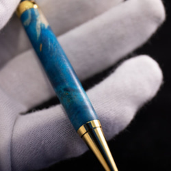 スタビライズドウッド製ボールペン　メープルバール　ライトニングブルー 10枚目の画像