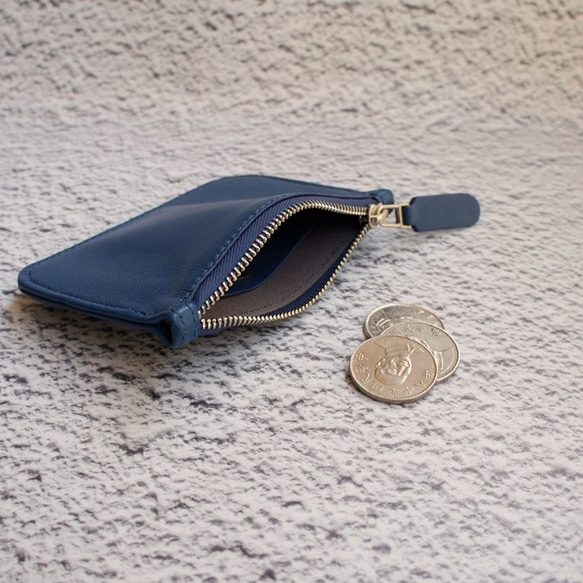 小羊皮超薄錢包-藍 第5張的照片