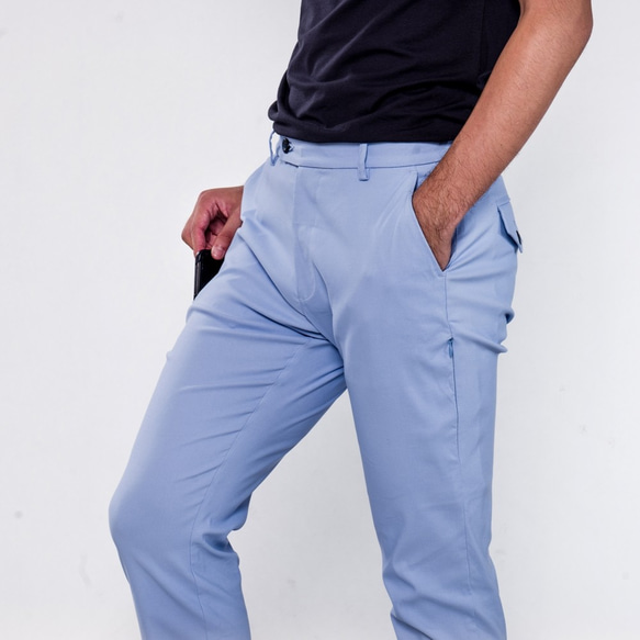 MH004 曼哈頓 瑪雅藍 八口袋商旅紳士褲 MANHATTAN MAYA BLUE 8 POCKETS PANTS 第4張的照片