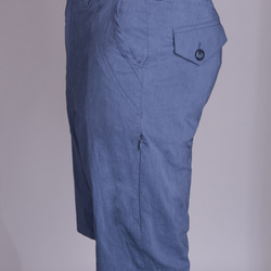 MA002 ROYAL BLUE 皇室藍輕薄棉麻8口袋彈性休閒短褲 第5張的照片