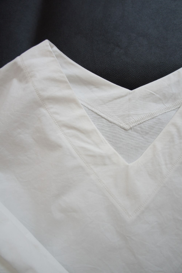 ◇受注生産sizeMorL◇ふんわりタック袖の白色ブラウス 6枚目の画像